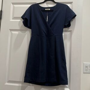 Madewell Faux Wrap Dress in Navy